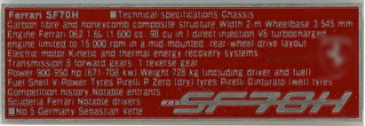 1/20 SF70H Data plate No.5 (Sebastian Vettel Type)