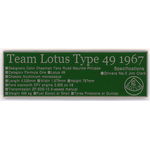 1/20 Lotus 49 Data plate No.5 (Jim Clark Type)