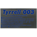 Tyrrell 003 name plate