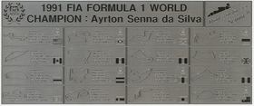 1/43 1991 FIA FORMULA WORLD CHAMPION : Ayrton Senna da Silva BASE PLATE MAP Full Set.