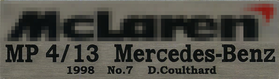 1/20 MP4/13 Data plate (D・Coulthard)