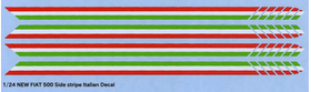 1/24 NEW FIAT 500 Side stripe Italian Decal